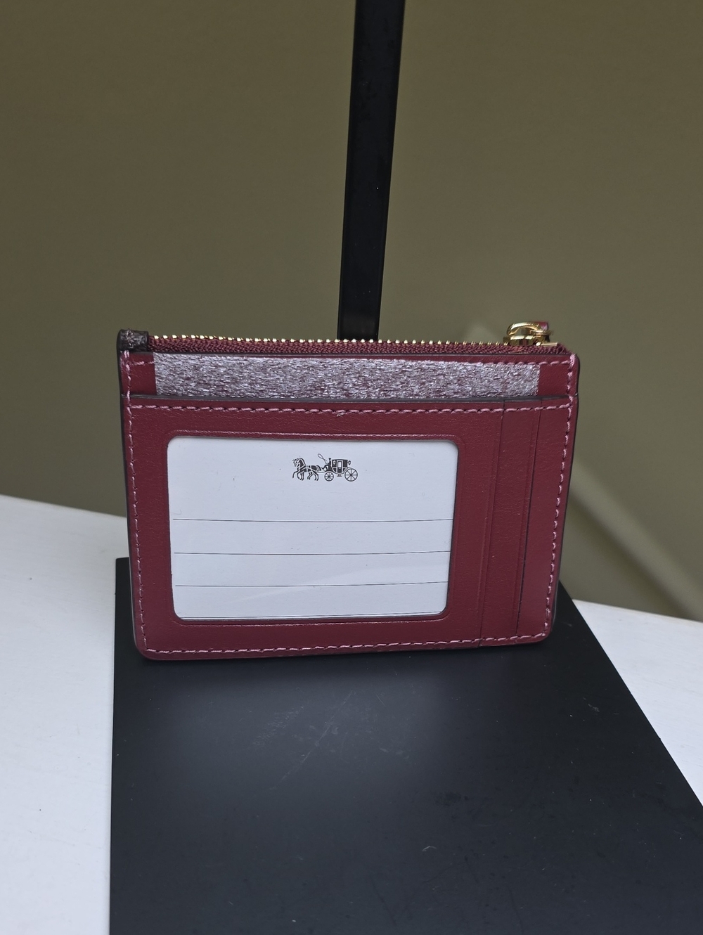 Coach F39047 Signature Canvas Card Holder Pop StarPrint Brown/Metallic Pink NWOT - Picture 5 of 10